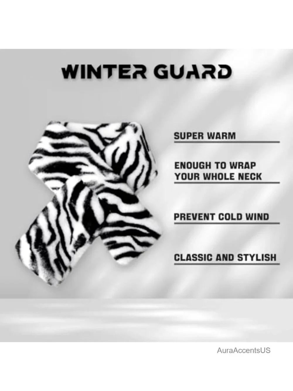 Women's Faux Fur Winter Scarf - Plush Neck Warmer, Machine Washable